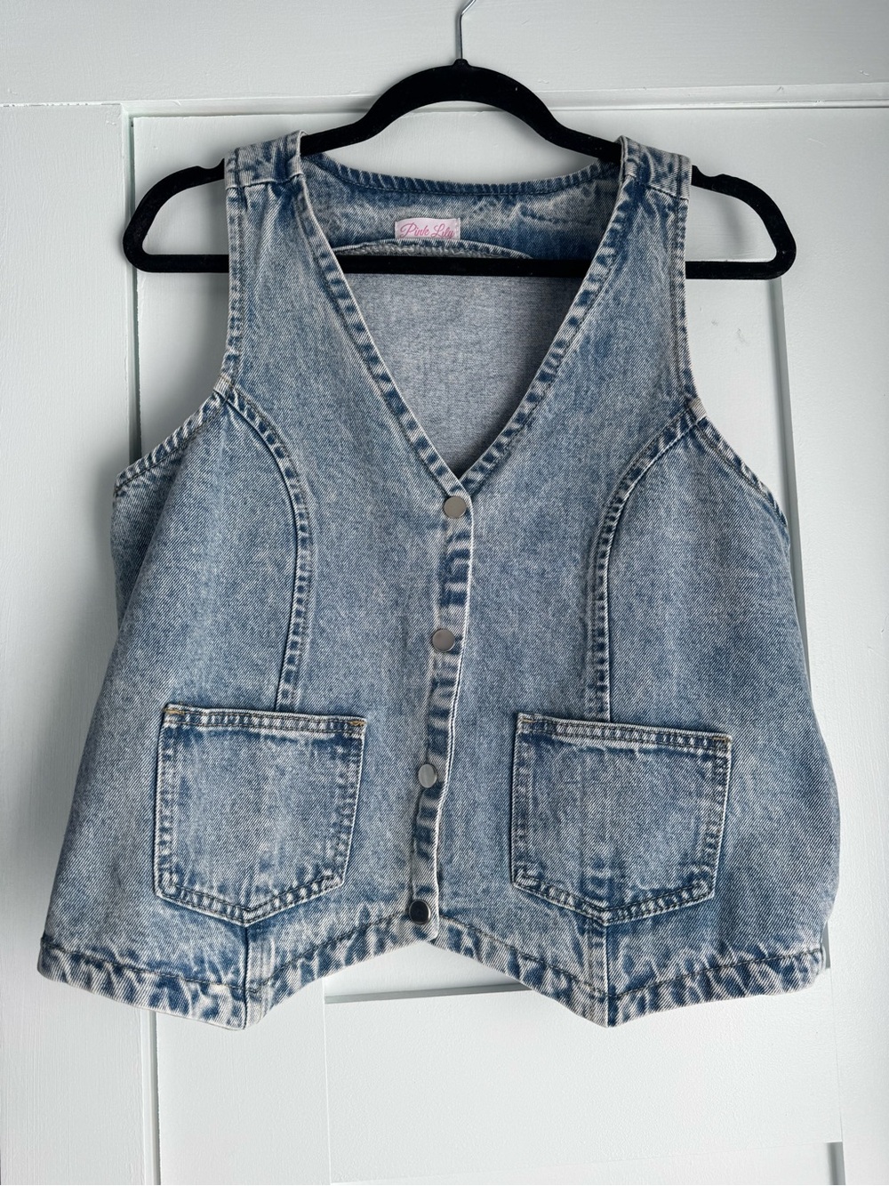 Pink Lily Light Blue Denim Vest